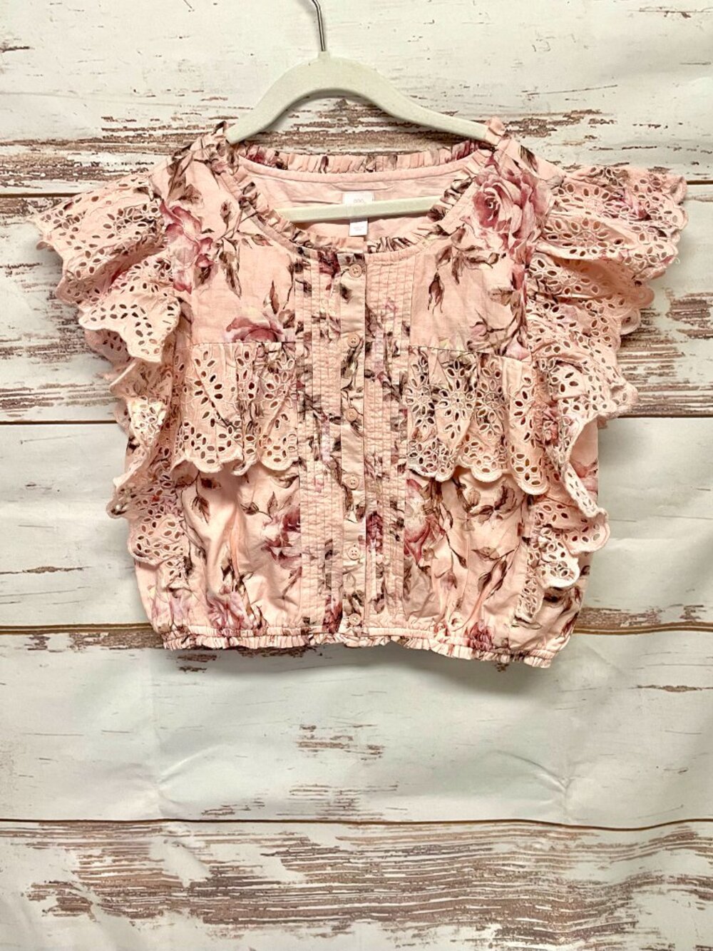 Gap x LoveShackFancy Floral Ruffle Button Front Blouse